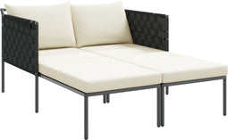 vidaXL - Ligbed - met - Kussens - voor - 2 - Personen - - - Antraciet - - - 115x153x69,5 - cm - - - Staal