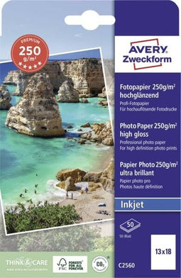 Avery C2560 - Fotopapier 13 x 18 cm 250 g/m² Hoogglans - 50 vellen