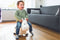 BS Toys Springkoe - Jumpbal - Skippybal koe - Zithoogte 27cm - Wit/Zwart