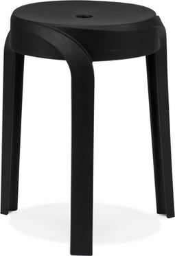Alterego Pompa - Lage Stapelbare Kruk - Zwart Plastic - 35x35.5x45cm