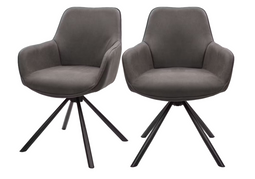 Dutchbone Oliver - Draaibare Eetkamerstoel - Microvezel Antraciet - 57x60x86 cm (2 stuks)