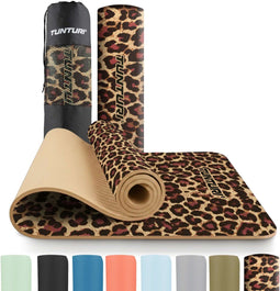 Tunturi Yoga Mat 8mm Pilates mat - Extra dikke fitness mat - 183x61x0,8 cm - Incl Draagtas - Ecologisch materiaal - Eenvoudig te reinigen - Panterprin