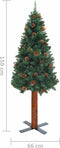 vidaXL - Kerstboom - met - echt - hout - en - dennenappels - smal - 150 - cm - PVC - groen