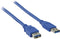 Nedis USB-Kabel - USB 3.2 Gen 1 - USB-A Male - USB-A Female - 5 Gbps - Vernikkeld - 3.00 m - Rond - PVC - Blauw - Envelop