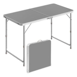 Woltu Picknicktafel - Opvouwbaar MDF en Aluminium - Verstelbare Hoogte 55-70 cm - Grijs 120x55 cm
