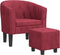 Kuipstoel met voetenbank fluweel wijnrood