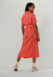 Object Objtilda Isabella S/s Dress - Midi Jurk - Met ceintuur en split - Koraal - Maat 36