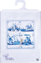 Thea Gouverneur - Borduurpakket met telpatroon - 484A - Voorgesorteerde DMC Garens - Delfts Blauwe Tegels Dorpjes - Aida - 28 cm x 28 cm - DIY Kit