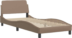 vidaXL - Bedframe - met - hoofdbord - kunstleer - cappuccinokleurig - 90x200 - cm