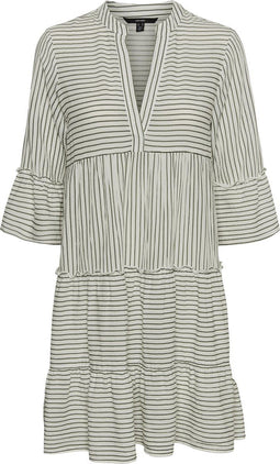 VERO MODA VMHELI - Korte gestreepte jurk met ruches - V-hals - M