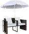 vidaXL - Tuinbed - met - parasol - poly - rattan - bruin
