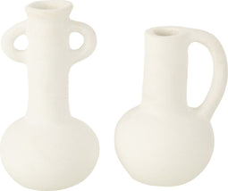 J-Line vaas Amforen - keramiek - wit - 2 stuks
