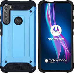 iMoshion Hoesje Geschikt voor Motorola One Fusion Plus Hoesje - iMoshion Rugged Xtreme Backcover - Lichtblauw