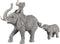 Olifant - spelend en 1 kind op de rug - Grijs - 73x15x26cm