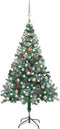 vidaXL - Kunstkerstboom - met - verlichting - ballen - sneeuw - dennenappel - 150 - cm