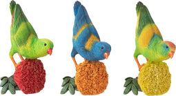 J-Line figuur Papegaai Op Bloem - polyresin - mix - 3 stuks