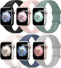 Podec Smartwatch - Siliconen Strap Set van 6 - Geschikt voor Apple Watch - Multicolor (set van 6)