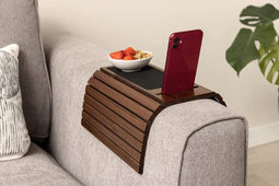 Antislip Sofa Armleuning Dienblad - Modern & Praktisch Design voor Elke Woonkamer - Donker Hout