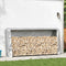 vidaXL - Haardhoutrek - met - regenhoes - 300x25x150 - cm - gegalvaniseerd - staal