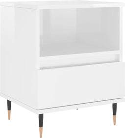 vidaXL - Nachtkastje - 40x35x50 - cm - bewerkt - hout - hoogglans - wit