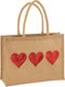 J-Line zak 3 Hartjes Pailletten - jute - naturel/rood - valentijn cadeautje voor haar