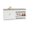 SoBuy Schoenenkast - Schoenenbank met Zitkussen en 2 Kleppen - Wit - 104 x 24 x 51 cm