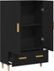 vidaXL - Highboard - in - Zwart - Eiken, - 70x31x115 - cm, - Gemaakt - van - Bewerkt - Hout