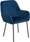 Set van 2 eetkamerstoelen WELLSTON Fluweel Donkerblauw