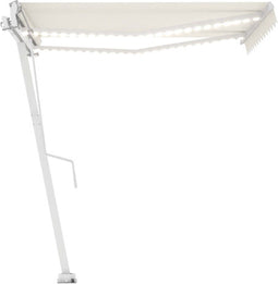 vidaXL - Luifel - automatisch - met - LED - en - windsensor - 350x250 - cm - crèmekleur