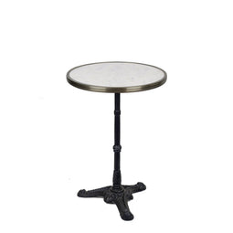Witte Carrara Marmeren Bistrotafel - Ø 51 cm - Zwart Gietijzeren Onderstel