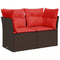 Tuinbank 2-zits met kussens poly rattan bruin