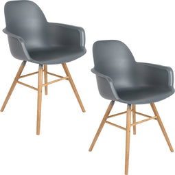 Zuiver Albert Kuip Eetkamerstoelen met armleuning Donkergrijs - Set van 2
