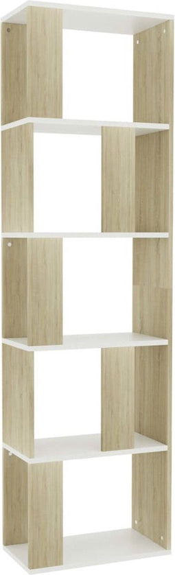 vidaXL - Boekenkast/kamerscherm - 45x24x159 - cm - wit - en - sonoma - eikenkleurig