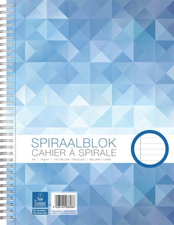 Work A4 spiraalblok - gelijnd - 100 vel - 70 grams - blauw (5 stuks)