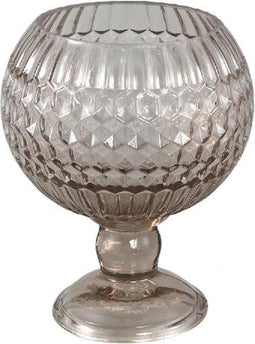 PTMD Windlicht Cianna - 11x11x14 cm - Glas - Bruin