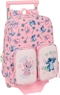 Safta Stitch Beach - Kinderrugzak met wielen - Ergonomisch en ruim - Pastel Roze