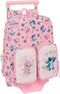 Safta Stitch Beach - Kinderrugzak met wielen - Ergonomisch en ruim - Pastel Roze