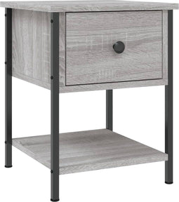 vidaXL - Nachtkastje - 34x35,5x45 - cm - bewerkt - hout - grijs - sonoma - eikenkleur