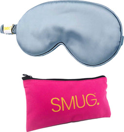 SMUG Slaapmasker met Opbergzakje - 100% Verduisterend - Verstelbaar Oogmasker in Satijn - Grijs
