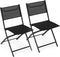 Tuinset - zwart metaal - gehard glas - opvouwbare stoelen
