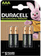 Duracell Recharge Ultra AAA-batterijen - Oplaadbaar - 900 mAh - (4 stuks)
