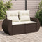 vidaXL - Tuinbank - 2-zits - met - kussens - poly - rattan - bruin
