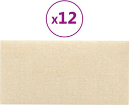 vidaXL - Wandpanelen - 12 - st - 2,16 - m² - 60x30 - cm - stof - crèmekleurig