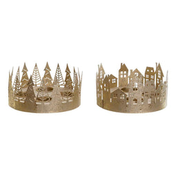 Kaarshouder DKD Home Decor Gouden Natuurlijk Metaal 16,5 x 16,5 x 8,5 cm (2 Stuks)