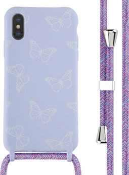 iMoshion Hoesje Geschikt voor iPhone Xs / X Hoesje Met Koord - iMoshion Siliconen design hoesje met koord - Meerkleurig / Butterfly