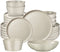 tectake® Serviesset Una - 24-delig - Aardewerk - 6 Persoons - Modern Design - Taupe
