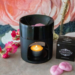 Scentchips® Duo Matt - Waxbrander - Geurbrander - Amberblokjes Brander - Oliebrander - Wax Melts Brander - Aromabrander - Ook Geschikt Voor Essentiële Oliën - Geurolie - Waxmelts - Mat Chique Zwart