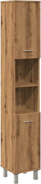 vidaXL - Badkamerkast - 30x30x179 - cm - bewerkt - hout - artisanaal - eikenkleurig
