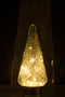 J-Line decoratie Kerstboom - glas - transparant - medium - LED lichtjes