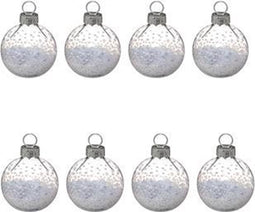 Naamkaart balletjes glas kerstmis - Naamkaartjes voor aan de kersttafel - 2 x 4 stuks - Kerstversiering - wit